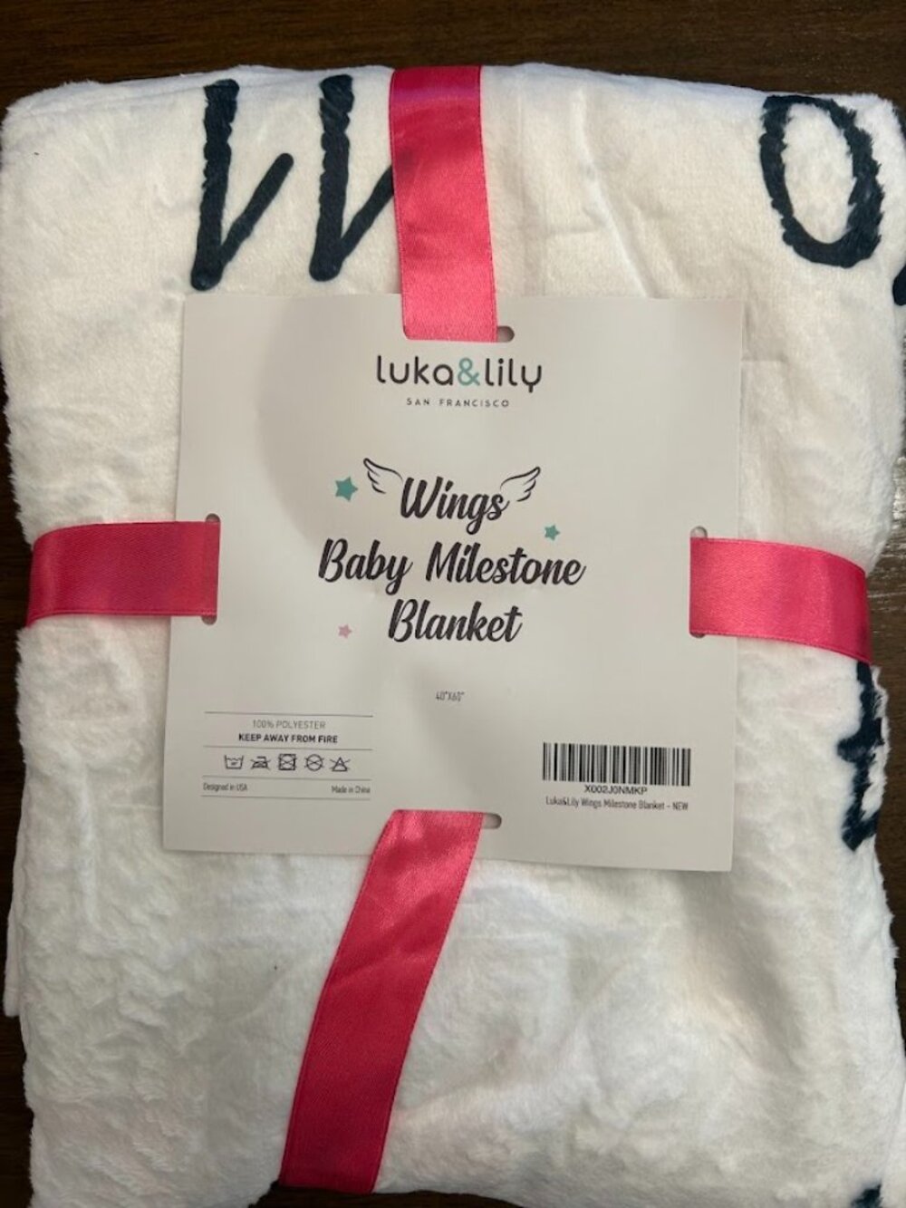 NWT Luka & Lily Wings Baby Milestone Blanket | New in Package | Unisex